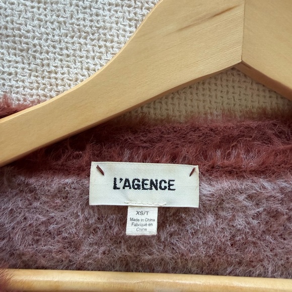 L'AGENCE Saylor Argyle Cardigan - Red Brown and Pink - Picture 8 of 10